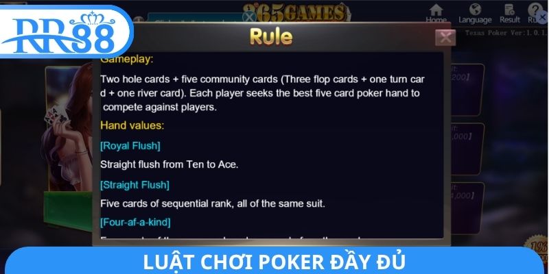 Luật chơi Poker đầy đủ