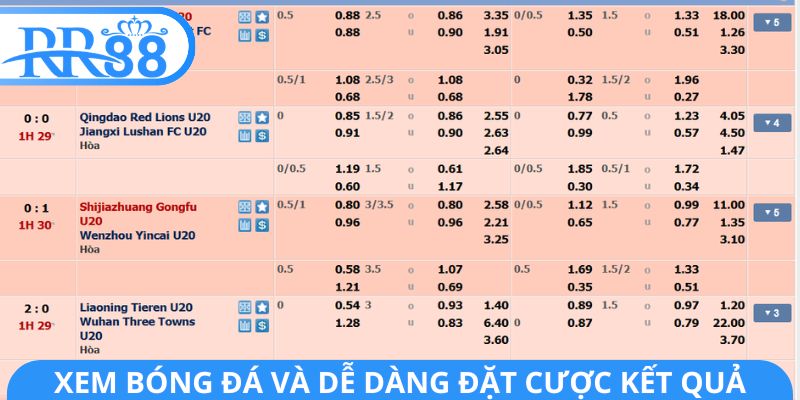 Xem bóng đá và dễ dàng đặt cược kết quả